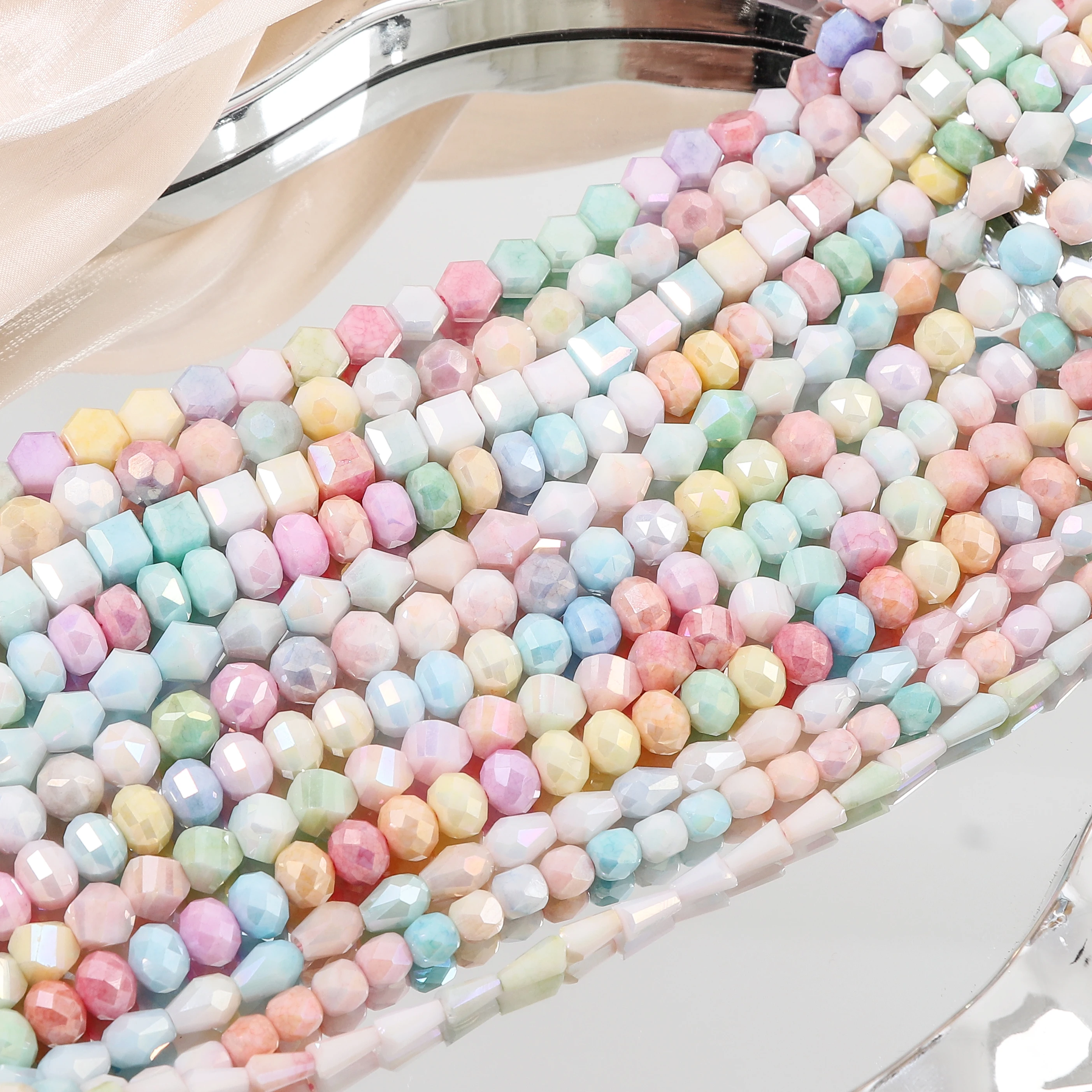 

10pcs Glass Crystal Porcelain Loose Beads Mixed Colors Shapes for DIY Jewelry Making Bracelet Necklace Keychain Crafts Gift