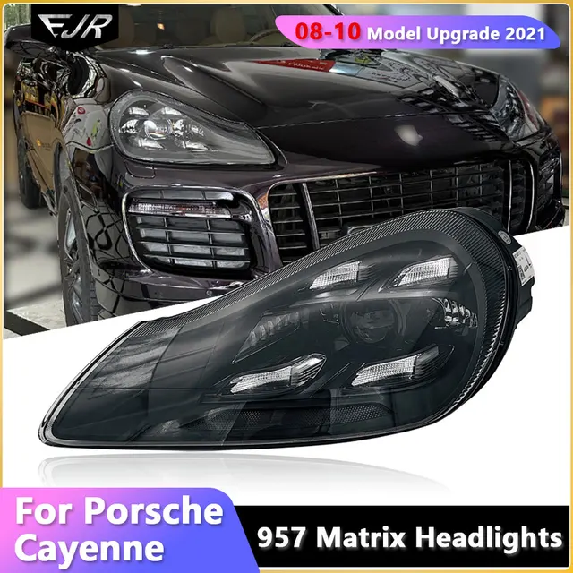 957 Reflektory do Porsche Cayenne 2008-2010 Ulepszone 2021 Matrix Style Przednie reflektory LED Wysokiej jakości akcesorium do lamp samochodowych