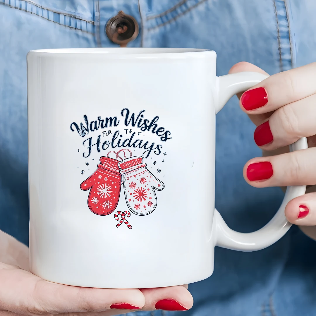 

11oz Holiday Mug + Cozy Christmas Gloves Pattern + Universal Kids & Family Cup - Christmas Gift Office Cup