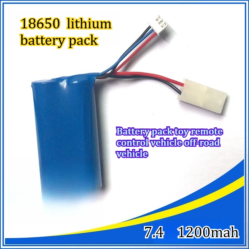 

Литиевая аккумуляторная батарея 18650 1200 мАч 7.4В для радиоуправляемых игрушечных внедорожников с защитой от перезаряда