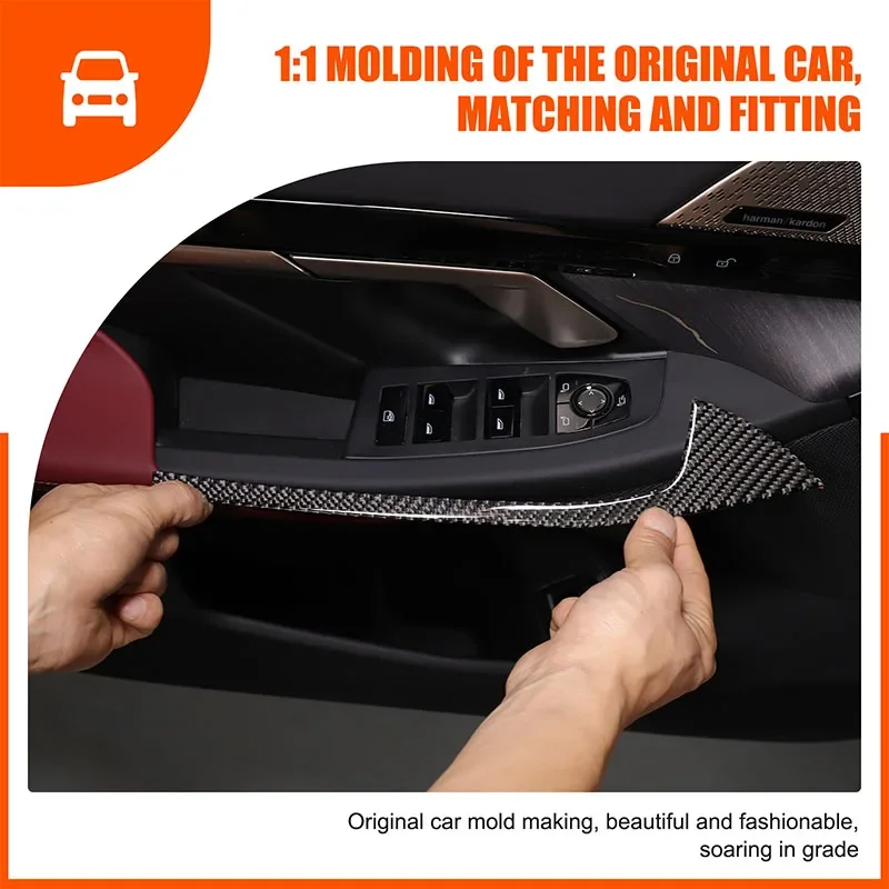 

For BMW 5 Series G60 2024 Soft Carbon Fiber Car Front Door Inner Armrest Panel Cover Trim Sticker Car Accessories