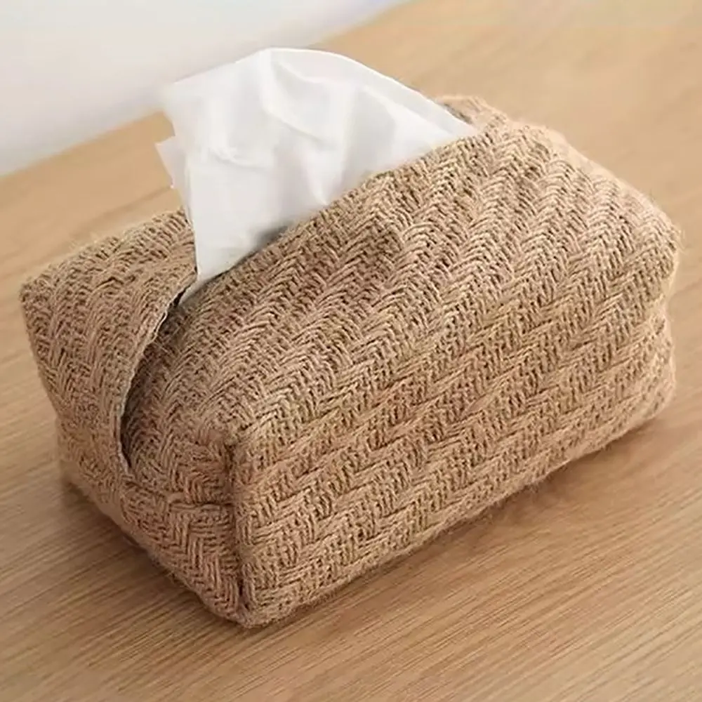 Kreative Leinen-Baumwoll-Taschentuchbox im japanischen Stil, große Kapazität, Taschentuchboxen, Behälter, Vintage-Servietten-Organizer, Teetisch – Detail 9