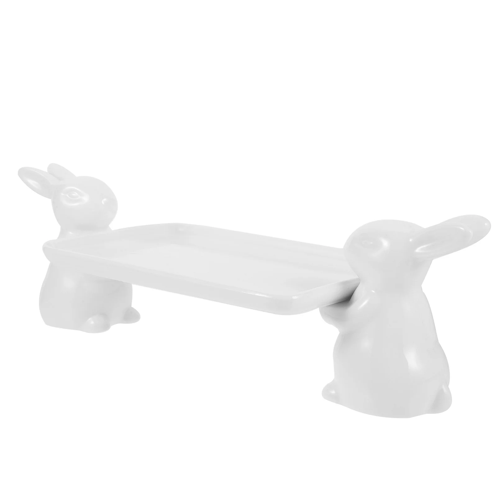 Керамическое блюдо для фруктов с узором зайца