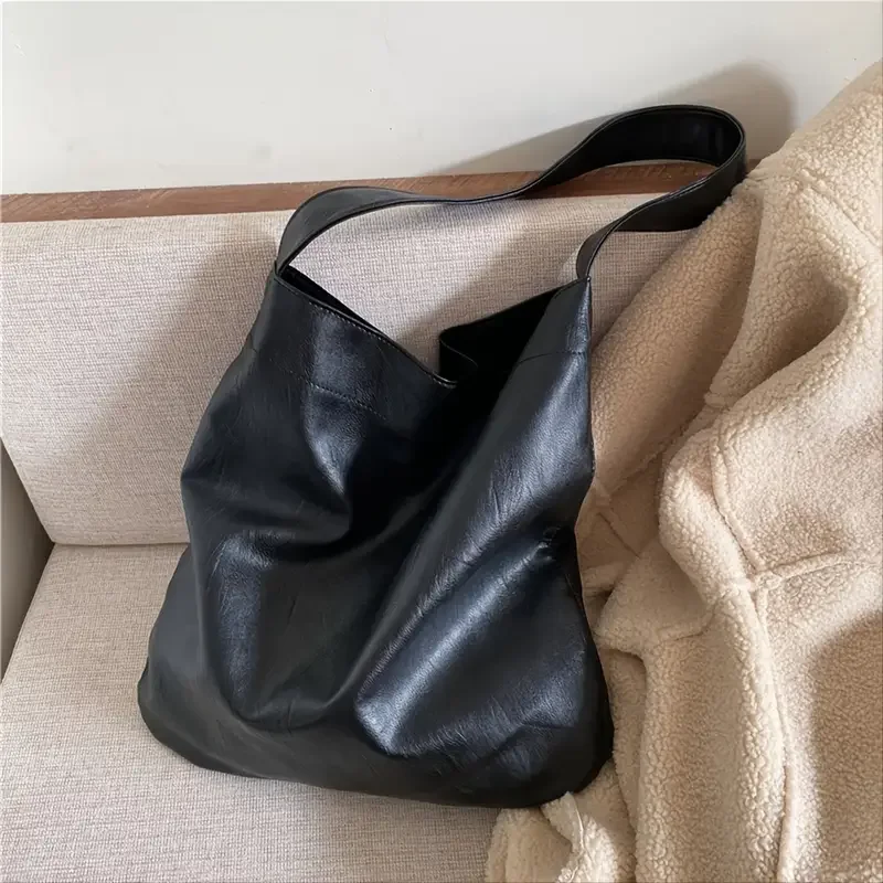

Soft Faux Leather Shoulder Purse Bag For Women, Tote Hobo Bag, Large Capacity Shoulder Bag, Handbags, Soft Tote, Minimalist Leat