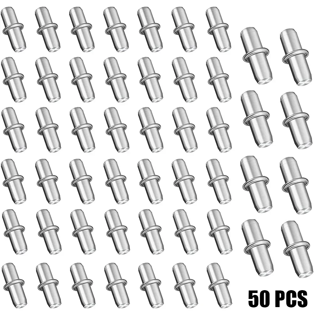 50 Pcs Shelf Support Pegs Iron Nickel Plated Pins For Cabinet Furniture Closet Bracket Bookcases Shelving Storage Bracket