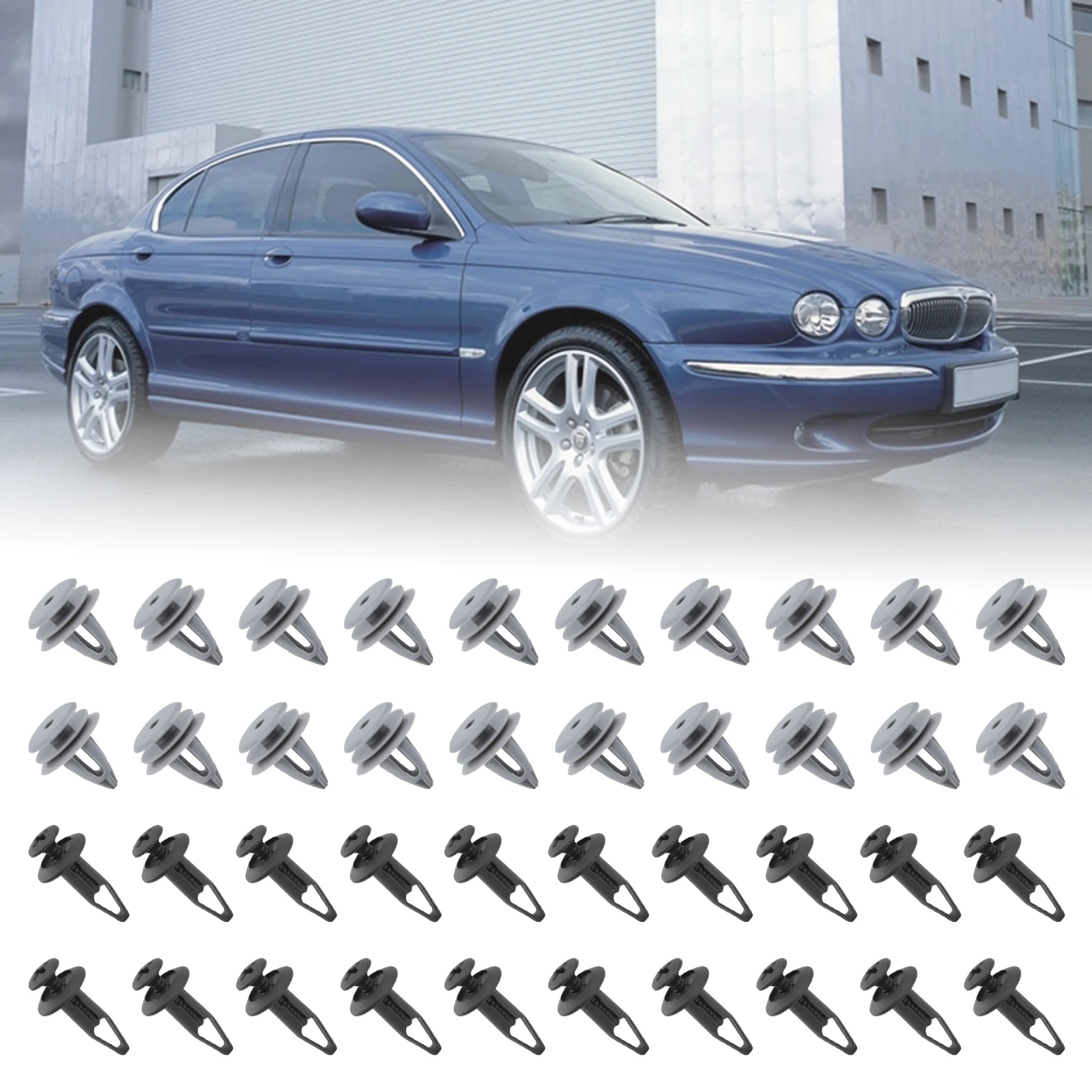 40pcs Side Skirt Sill Wheel Arch Moulding Trim Clips for Jaguar X-Type C2S9354020 C2C8963020 Screw-Type Rivets Fastener Retainer