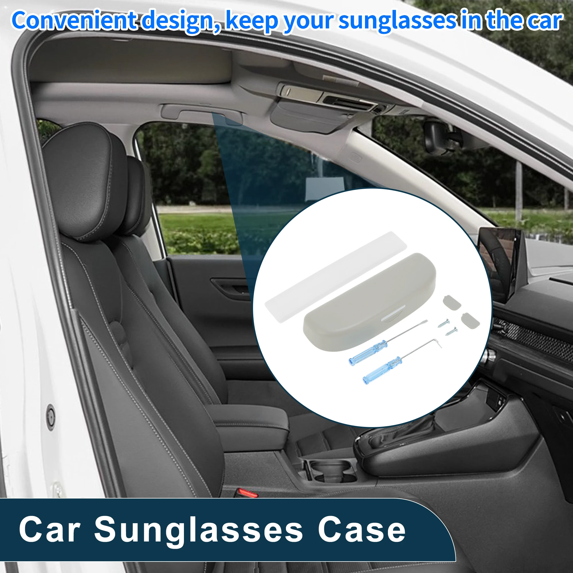 UXCELL Estuche para gafas de sol de coche para Ford Puma MK2 20-25 Caja de almacenamiento con soporte para gafas Gris