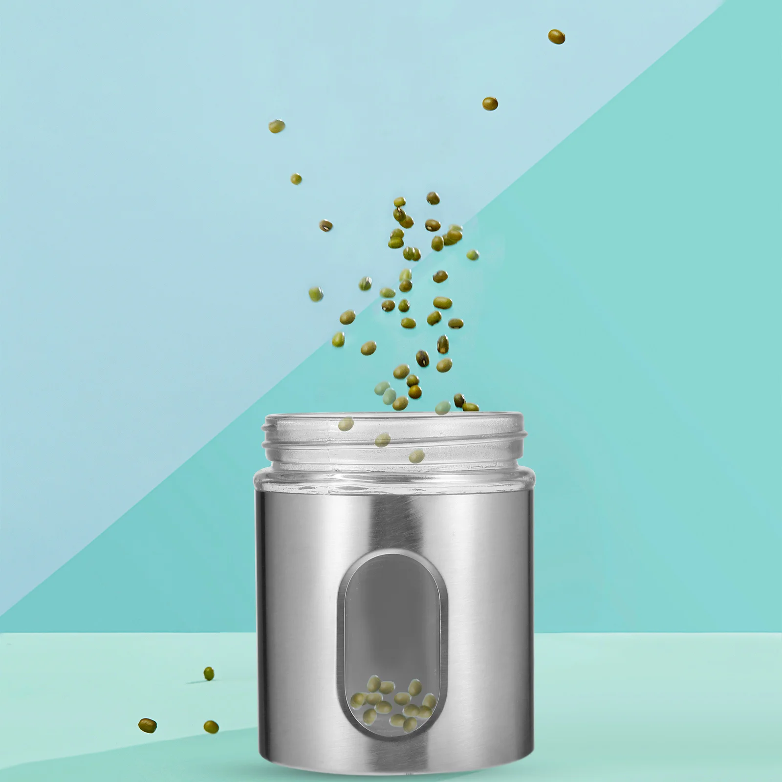 

1 pc Stainless Steel Storage Tank Transparent For Coffee Tea Dry Goods Sealed Rust-Proof Container Jar Kitchen Organizer