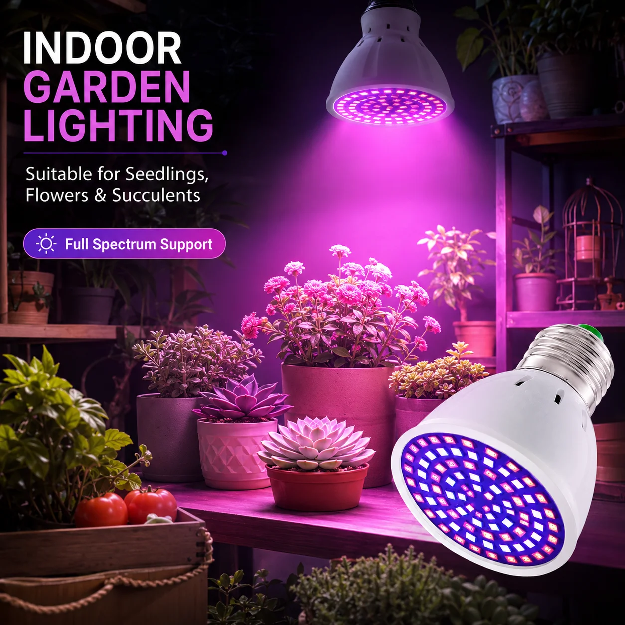 LED Grow Light Bulb E27 220V Full Spectrum 60/80LED Plant Lamp for Indoor Garden Seedling Greenhouse Hydroponics Grow Tent