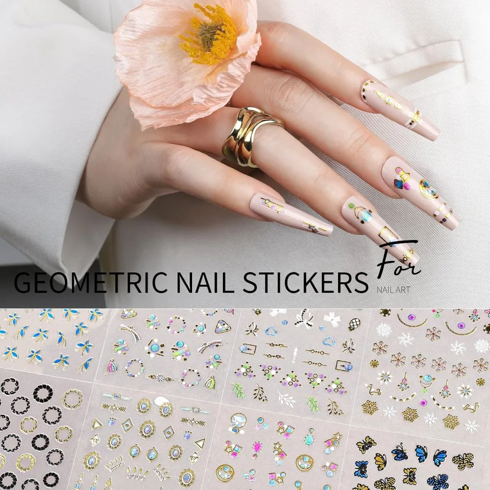Flower Nail Art Stickers Gold Floral Nail Decals Design Summer Nail Decor Accessories for Women Girls Kids 50 Sheets Nail Stickers view 4