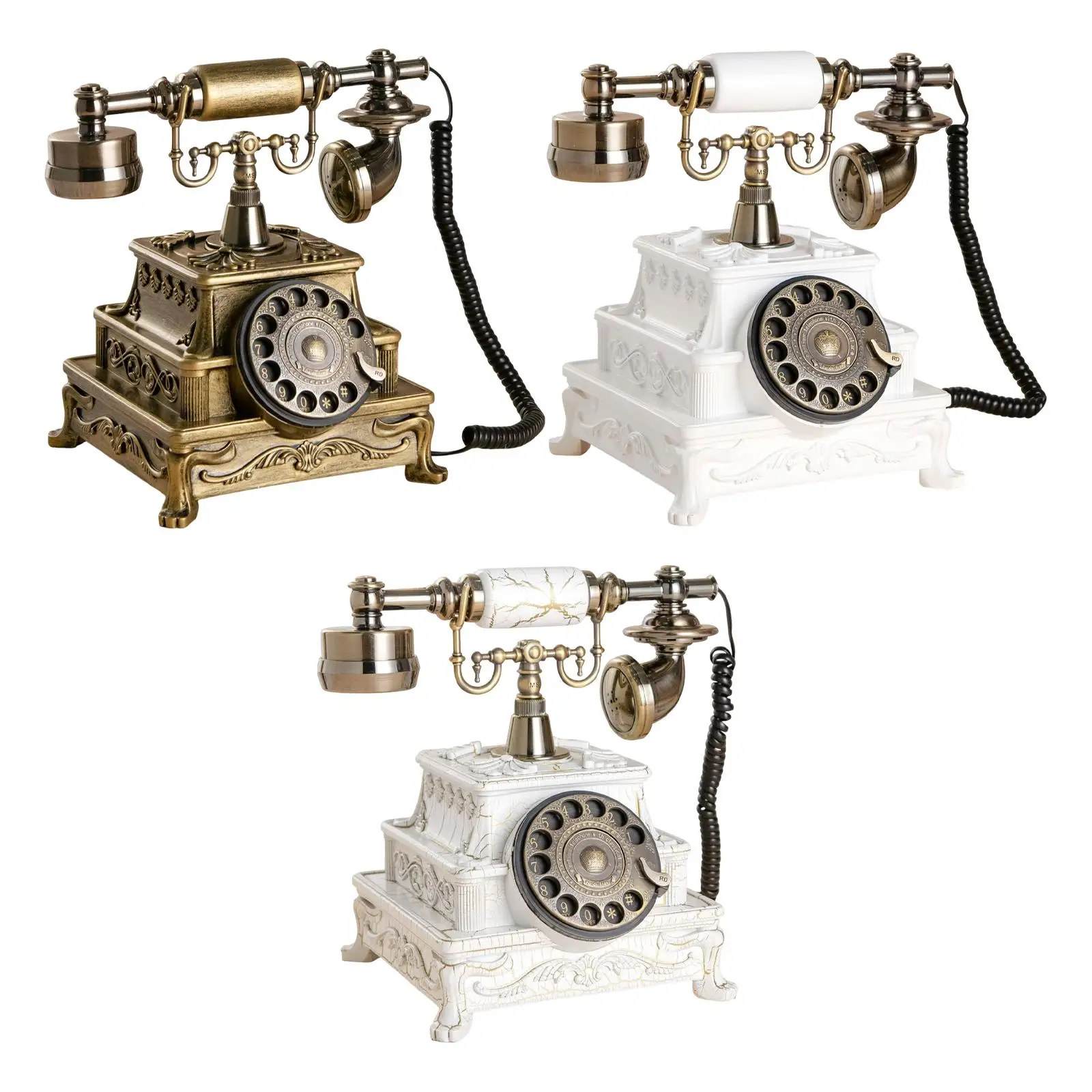 Vintage Telephone Old Fashioned Novelty Corded Retro Phone Retro Landline Telephone Tabletop Ornament for Study Hotel Bedroom