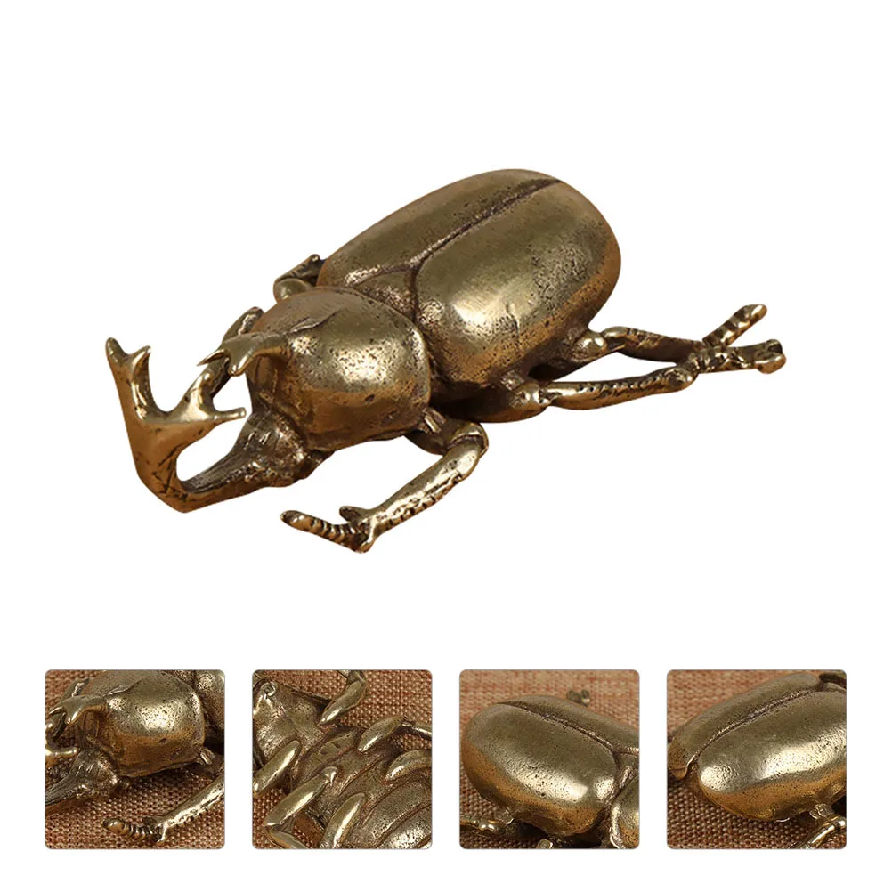 

Copper Beetle Decoration Unique Pet Desk Ornaments Lifelike Simulation Model Artwork Mini Figurine Home Office Gift