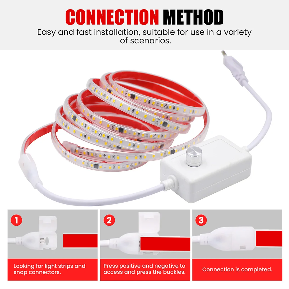 220V ściemnialna taśma LED ściemniacz światła zestaw zasilania ue z IC 2835 120LED/m oświetlenie o wysokiej jasności elastyczna taśma diodowa