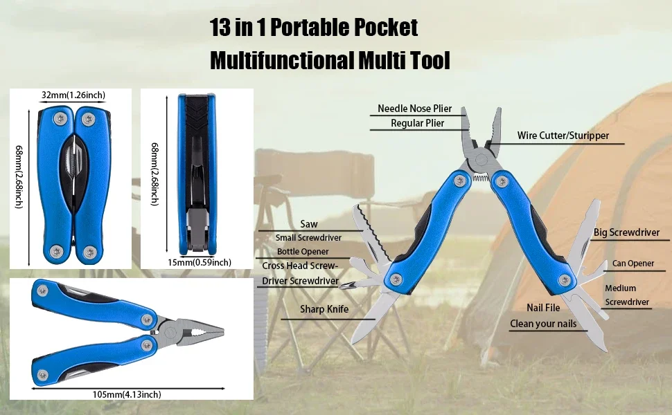 Professionelle Multifunktions-Klappzange, Mini-EDC-Handwerkzeuge aus Edelstahl, tragbar, für Outdoor-Camping und Überlebensausrüstung – Detail 5