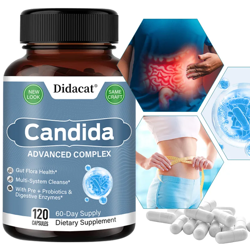 Complejo Candida con enzimas digestivas: contiene probióticos y extracto de organo para equilibrar la digestión intestinal y ayuda