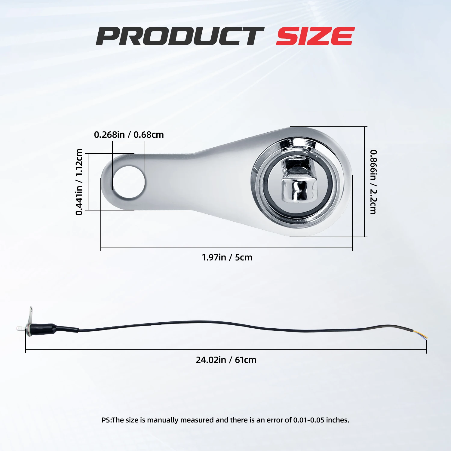 مفتاح هزاز من الفولاذ المقاوم للصدأ 1/2/3-in-1 مع تحكم وامض لأضواء الدراجة النارية LED زرقاء، مفتاح راكب ليلي