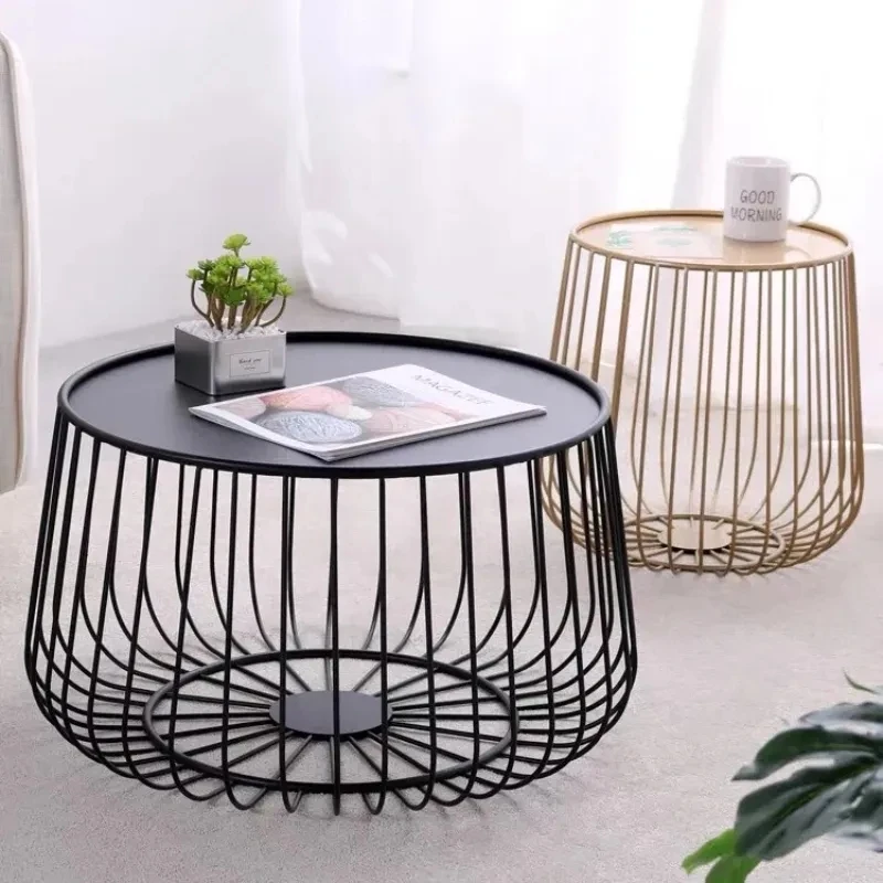 Nordic iron coffee table simple modern living room round combination small coffee table industrial style creative side table