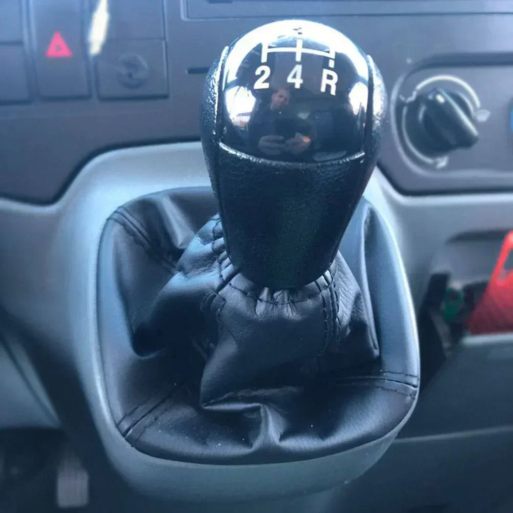 PU Leather Car Manual Gear Shift Knob Gaiter Gaitor Boot Cover For Ford Transit Van MK7 2006-2014 Black Car Shift Knob Cover Acc