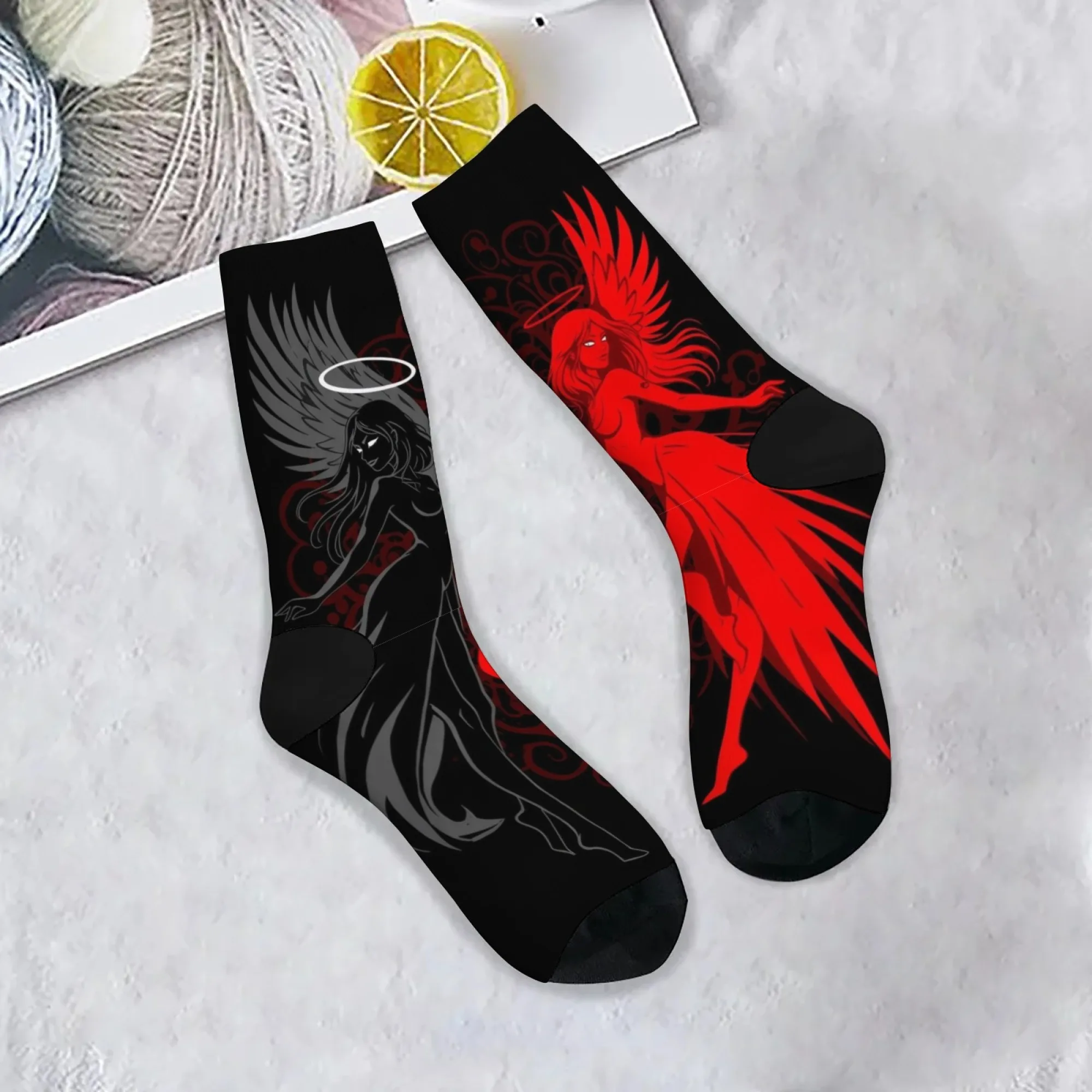 

Angel Demon Dark Retro Fashion Socks Novelty Funny Crew Socks Unisex Crazy Party Gift Street Hip-Hop Trend Socks Accessories