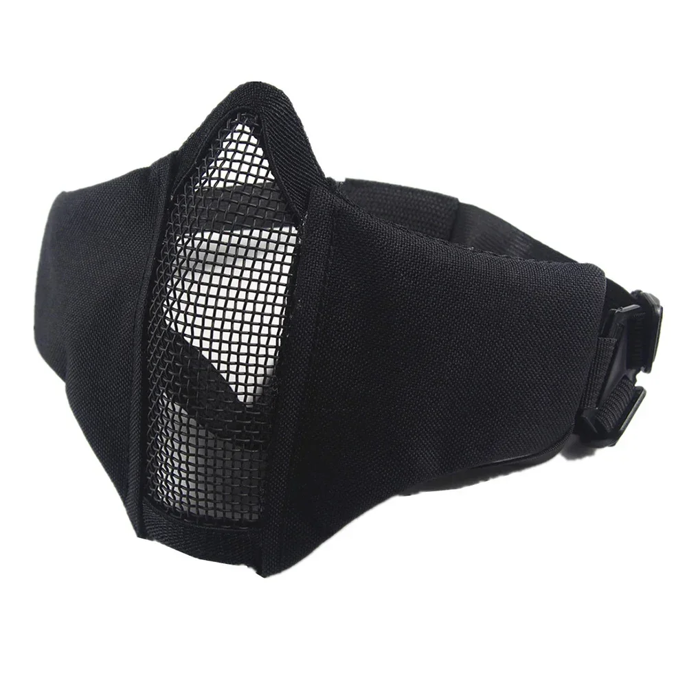 LFF Tactisch Half Face Airsoft Masker Opvouwbaar Metaalgaas Dubbel Lint Verstelbaar CS Wargame Jacht Paintball Beschermende Maskers