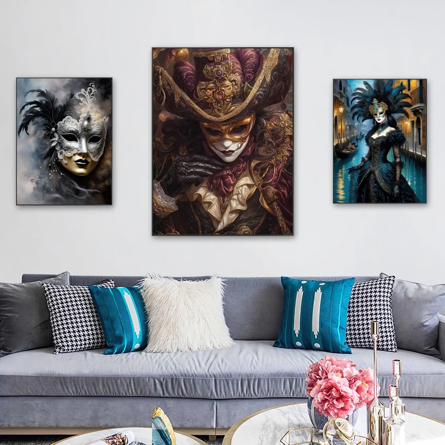 Venetian Masks 5D Diamond Painting Masquerade DIY Diamond Embroidery Modern Fashion Home Decor Wall Decor