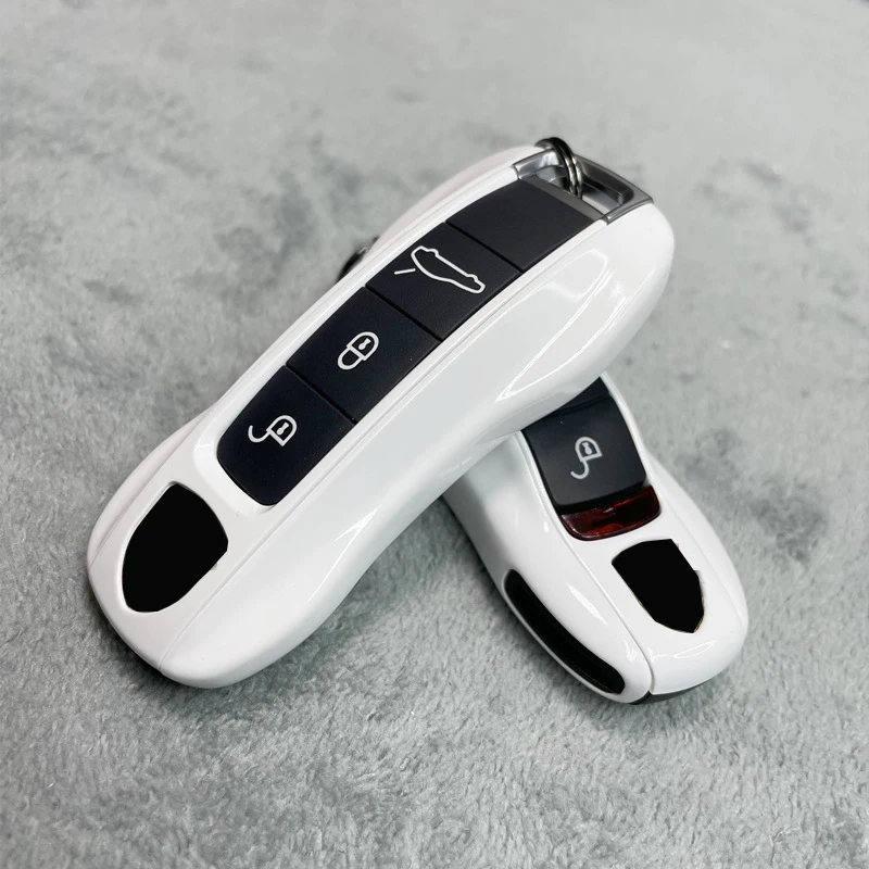 Key Case Pure White for Porsche 718 911 Panamera Cayenne Macan Boxster Cayman Car Key Shell Cover Remote Control Fob Replace