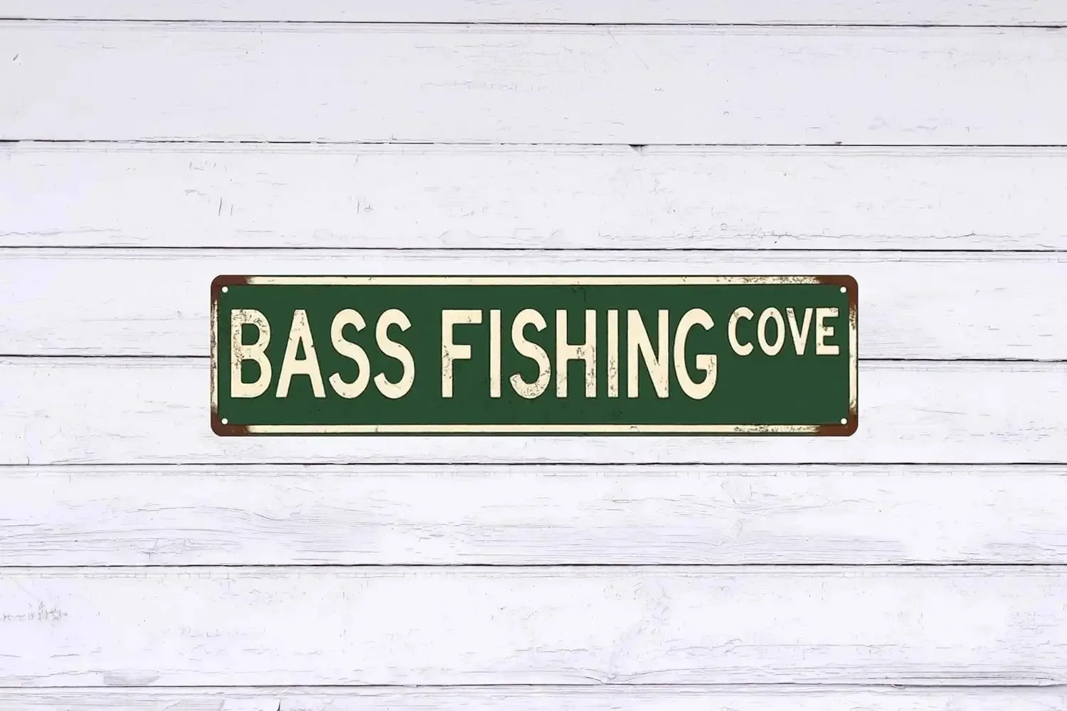Customizable Green Rustic Cabin Fishing Metal Sign, Personalized Custom Text, Outdoor Wall Ornament for Cabin Yard Fishing‑Lover