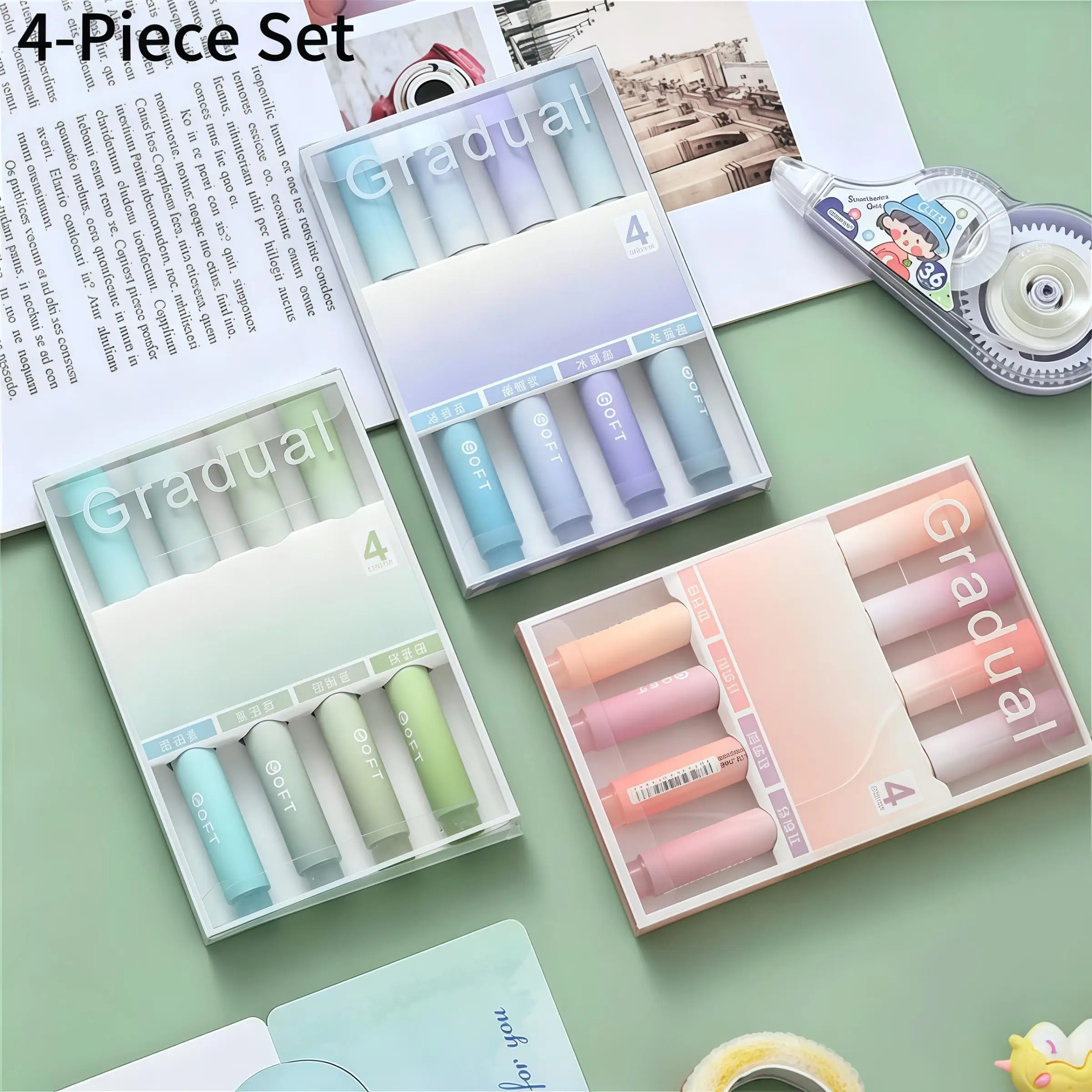 4 pieces/set Cute Markers, Color Highlighters, Drawing Tools, DIY Dot & Line Pens, Painting & Doodling Markers, School & Office