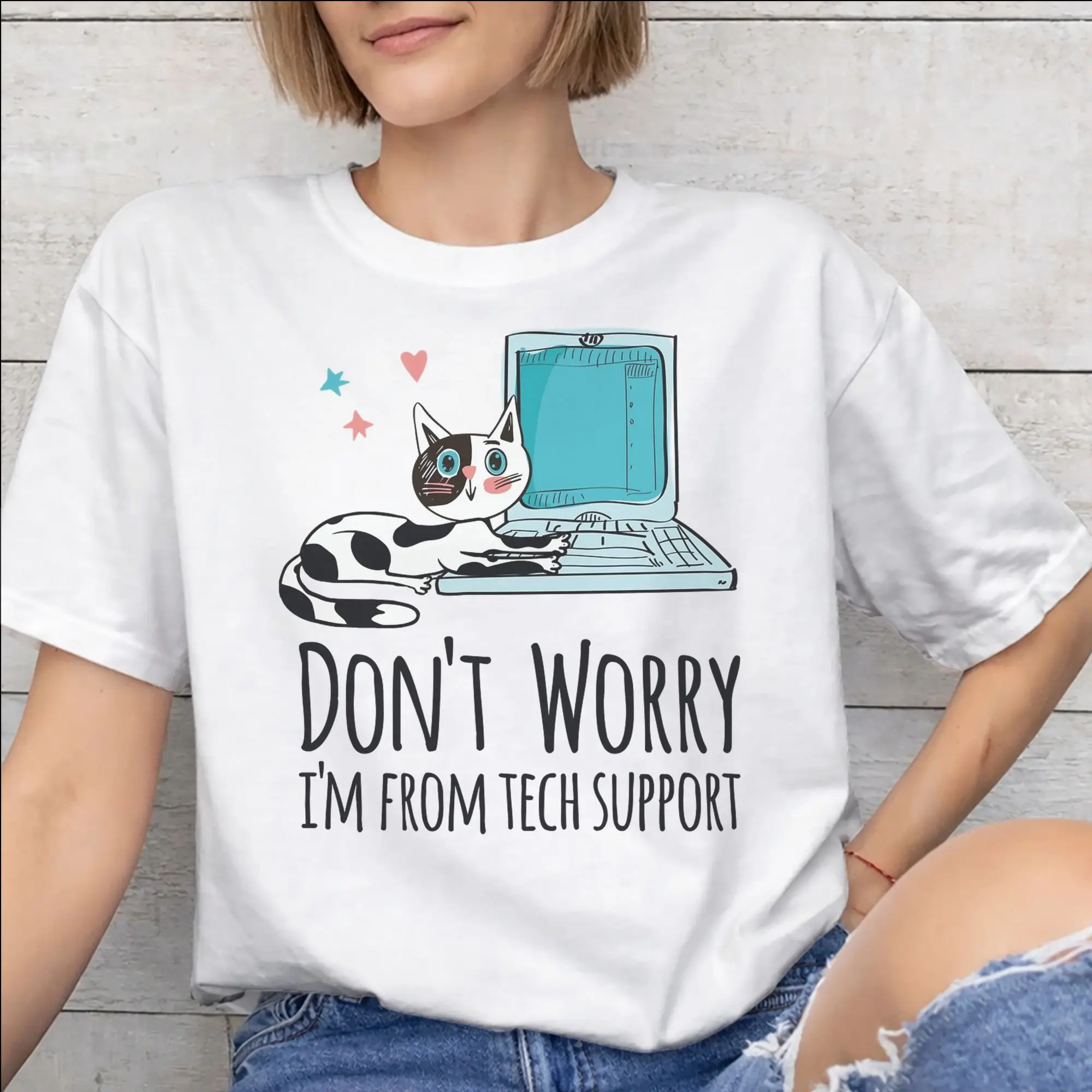 Don't worry I'm from Tech Support  Tee Shirt for Men Women Print T Shirts  Cotton Clothing