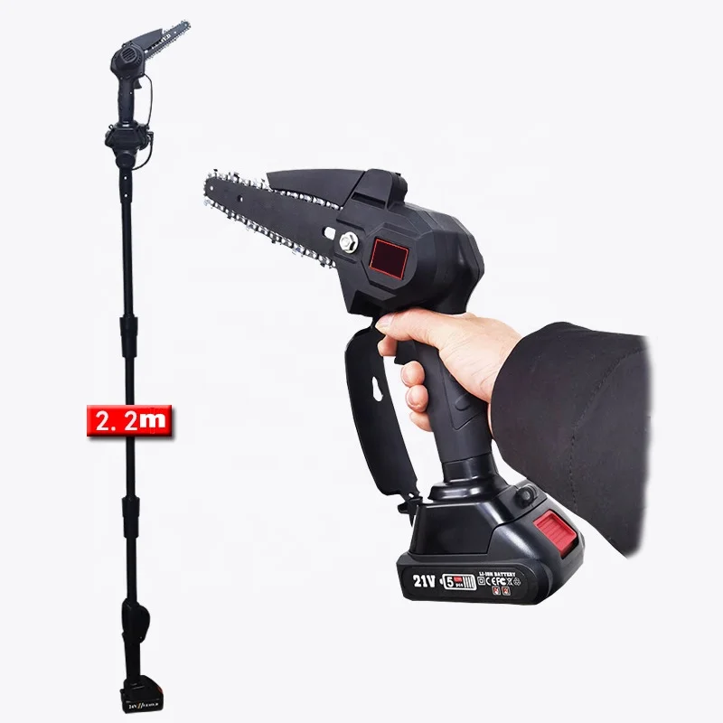 21V 6in Electric Cordless Pole tree cutting machine Hand Held Chain Saw Garden Pruning Saw Battery Color Box DIY Total Electric