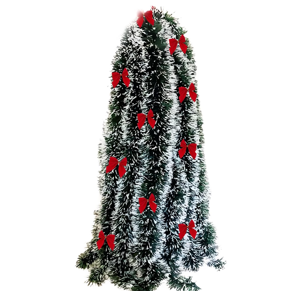 2 m künstliche Weihnachts-Lametta-Girlande, Weihnachtsbaum, hängende Dekoration, für drinnen und draußen, Party-Dekoration, Weihnachtsdekoration, Kranz