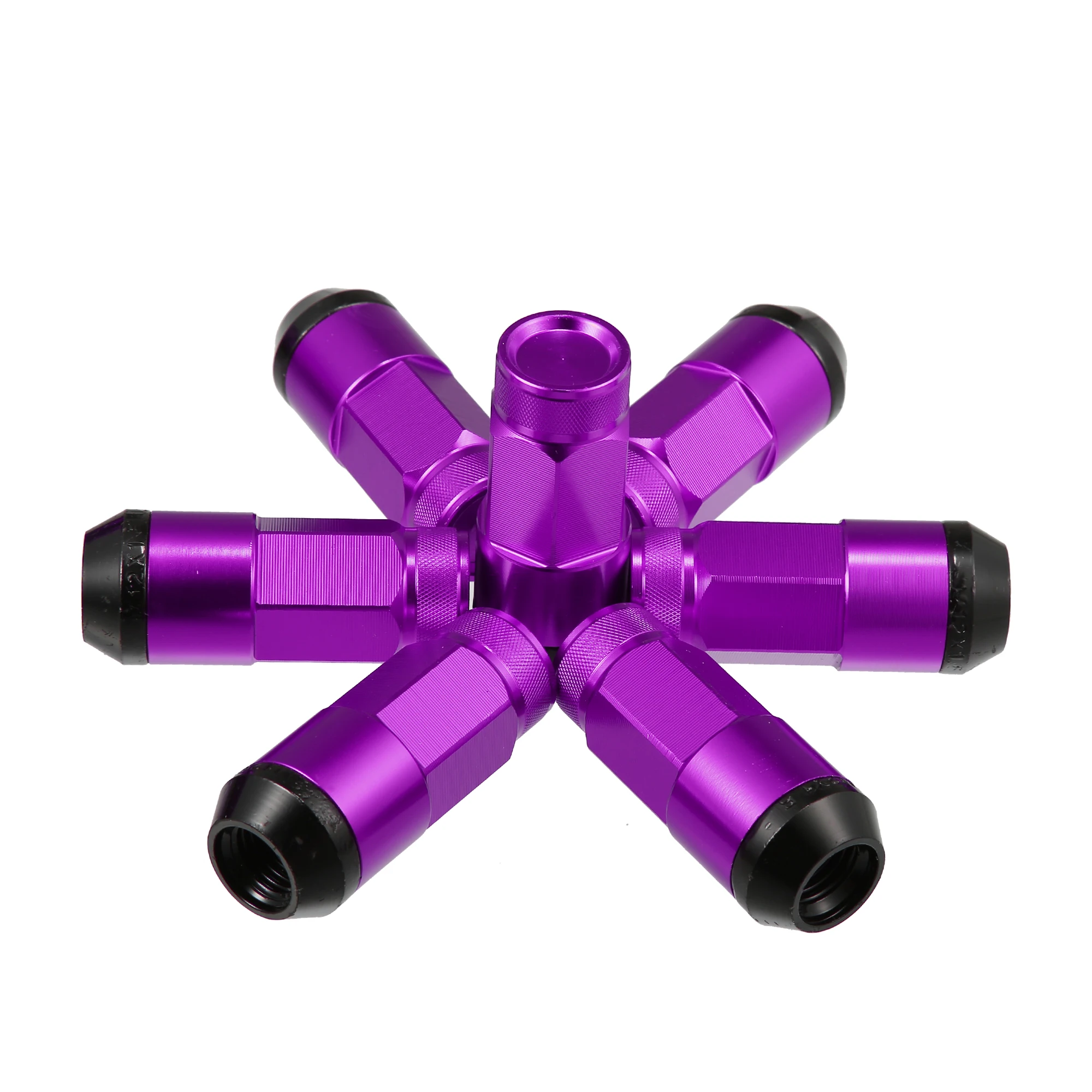 UXCELL 1 Set M12x1.5 Car Wheel Heptagon Lug Nut 54mm Screws with Socket Key Purple