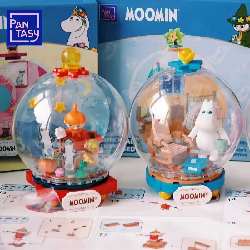 Pantasy-bloques de construcción Moomin Roaming, juguete de dibujos animados para niños, modelo de empalme, colgante de bola de cristal, regalo