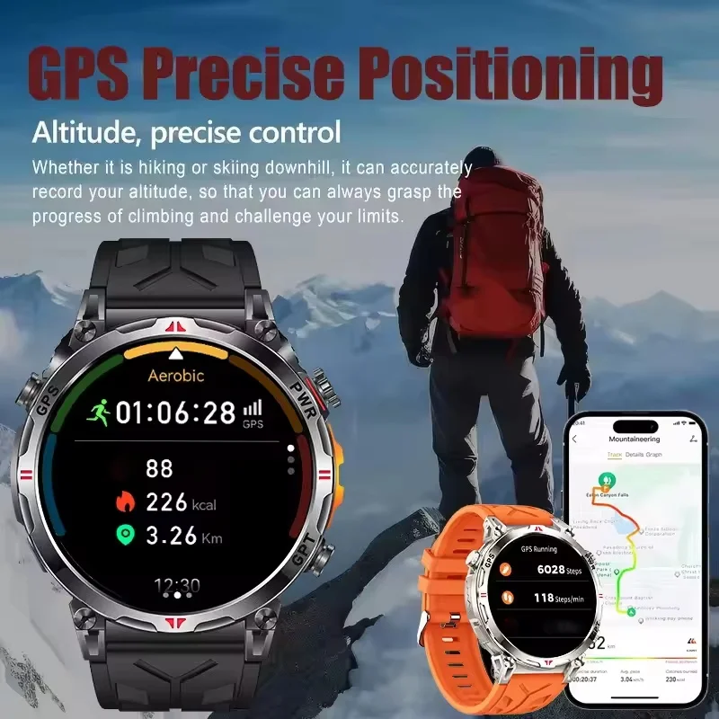 2025 신형 GPS 스마트워치 AMOLED 530mAh 3ATM 방수 피트니스 트래킹 BT 통화 전문 스포츠 스마트워치 남녀공용 GPS