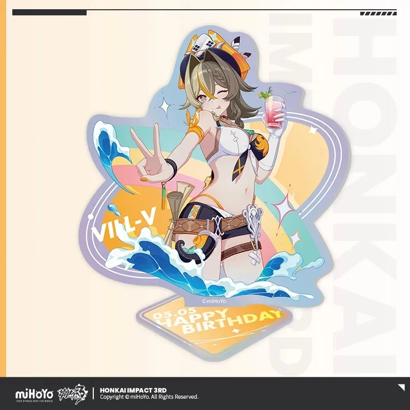 Anime Game Honkai Impact 3 VILL-V  2023 Birthday Themed Cosplay Statue Badge Pendant Xmas Gift Box Set