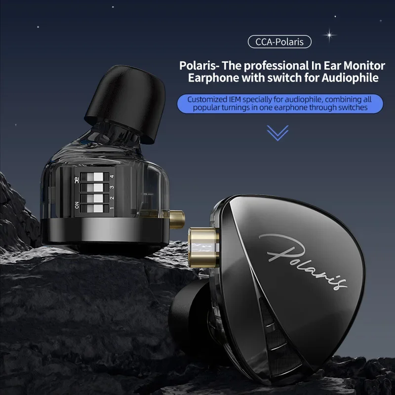 CCA Polaris In Ear Monitor Earphone Adjustable Frequency Filter with Switch HiFi Headphones Dual-Cavity Dynamic Wired Headset