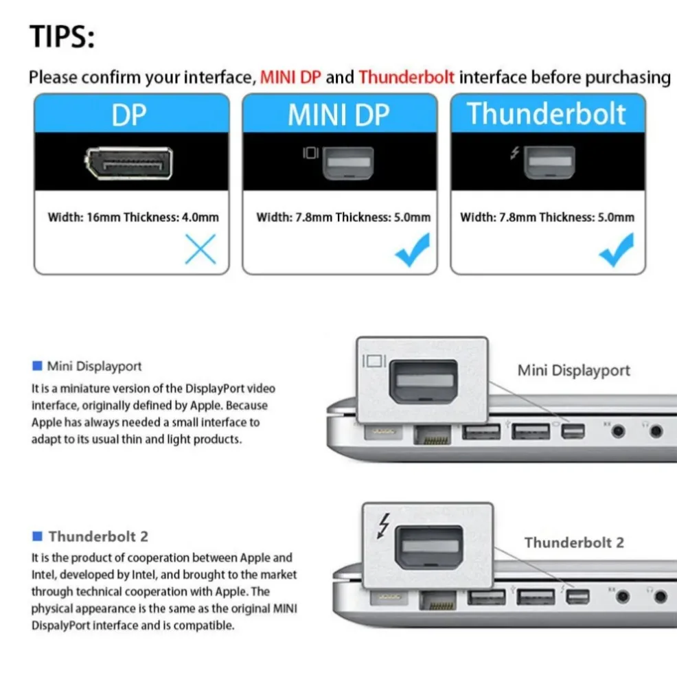 4K Mini DP to HDMI Adapter Mini Displayport To HDMI Cable 1080P Mini DP Male to HDMI-compatible Female For Apple MacBook Air Pro