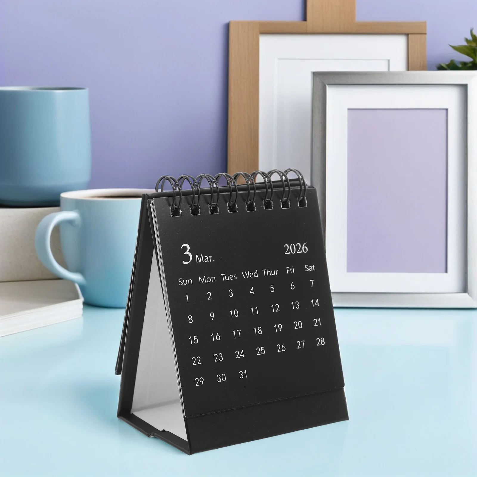 

2026 Mini Desk Compact Foldable Stand Up White Desktop For Office Home School Daily Planner Reusable Yearly Calendar Tabletop