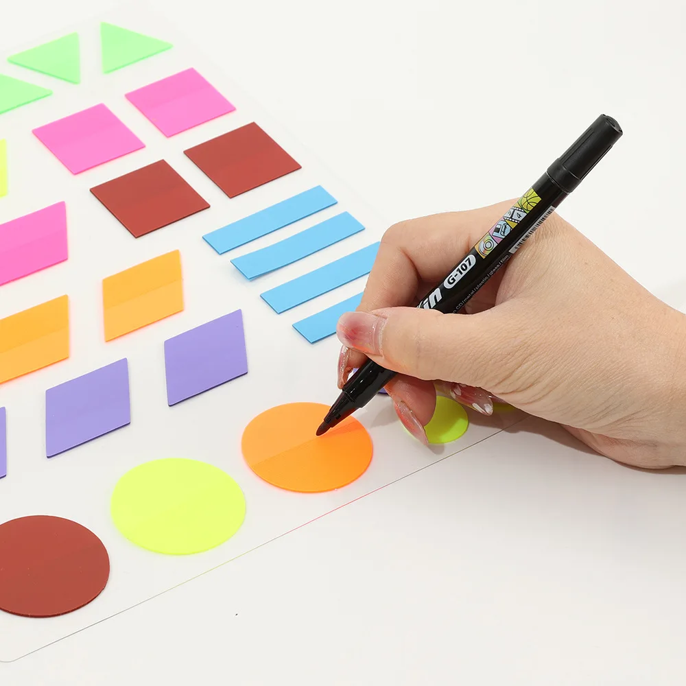 KindFuny Geometry Transparent Sticky Notes Self-Adhesive Annotation Books Bookmarks Memo Pad Index Tabs Stationery