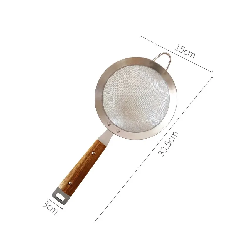 Wooden Handle Wire Fine Mesh Fries Dumpling Sieve Colander Sifter Flour Oil Strainer Frying Spoon Filtering Food Kitchen Tools