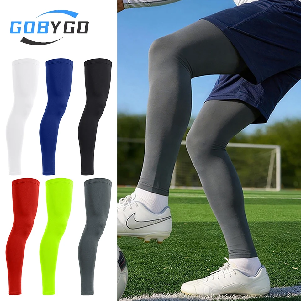 GOBYGO 1Pcs Sports Leg Sleeves Cooling Breathable Anti-UV Arm Sleeves Cycling Running Basketball Hiking Silicone Non-Slip Unisex