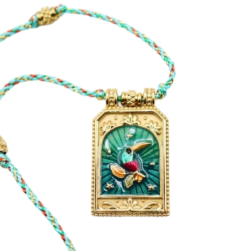 Kalung Liontin Kartu Tarot Retro Artistik Untuk Wanita Dengan Desain Mata Hati