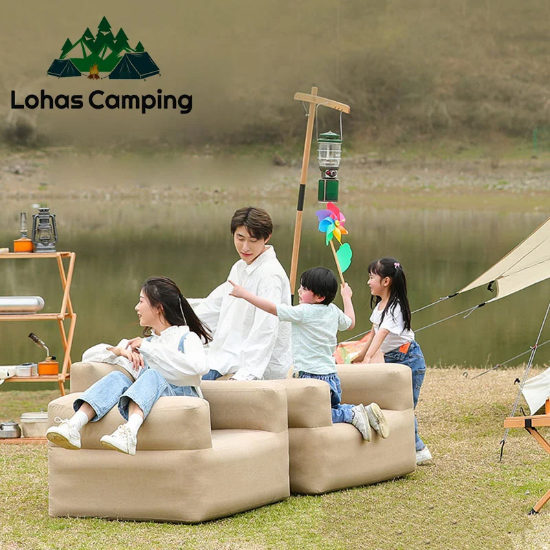 Lohascamping Foldable Inflatable Camping Sofa Chair Outdoor Portable Lasy Air Sofa Backyard home Travel Picnic Relaxation Chair