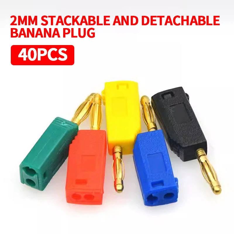 

40Pcs 2MM Stackable Banana Plug Copper Nickel Plated Soldering Electrical Connector DIY Tools