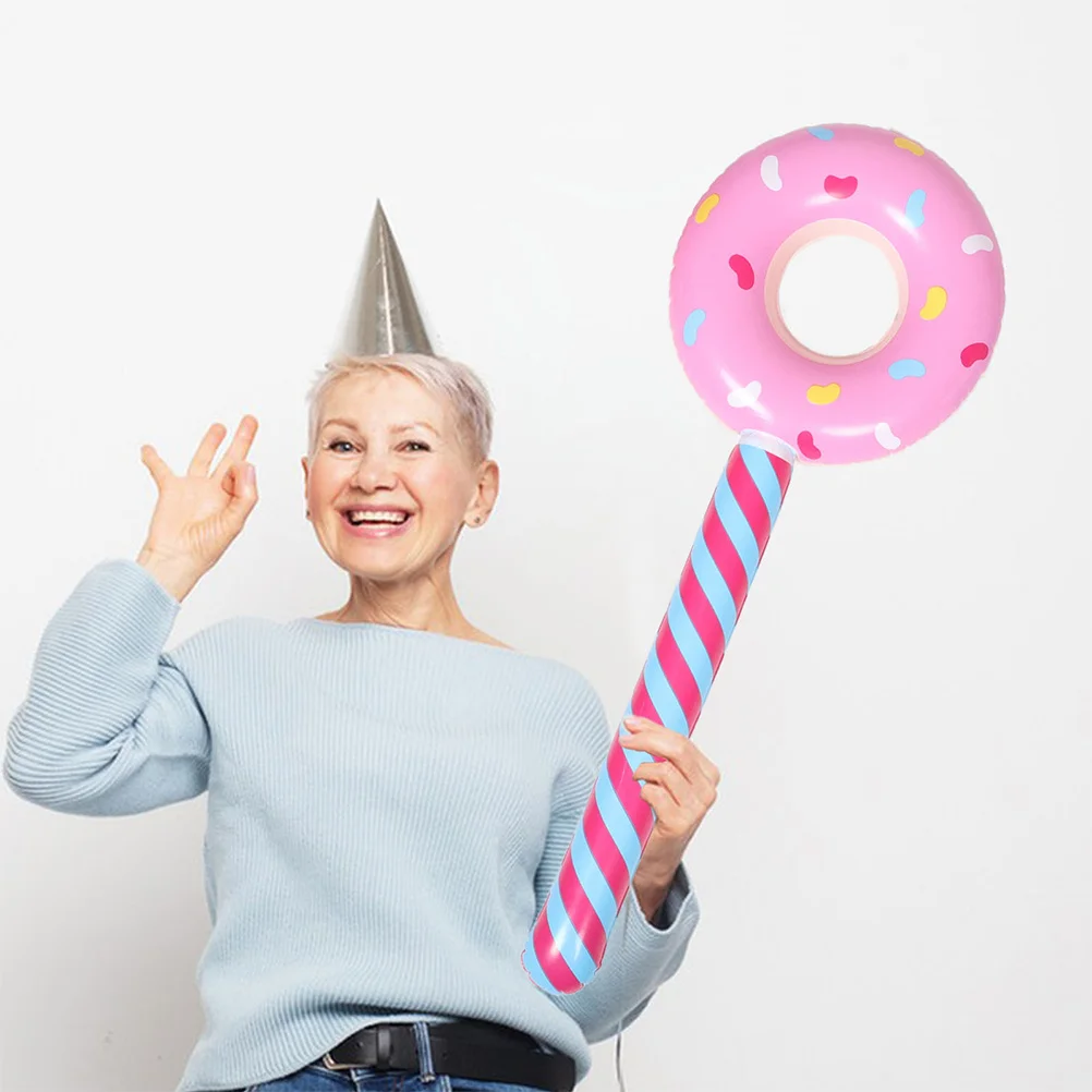 

8Pcs Inflatable Donut Lollipop Stick Ideal Celebrations Enhance Party Experience Safe Play Childrens Birthday Decor
