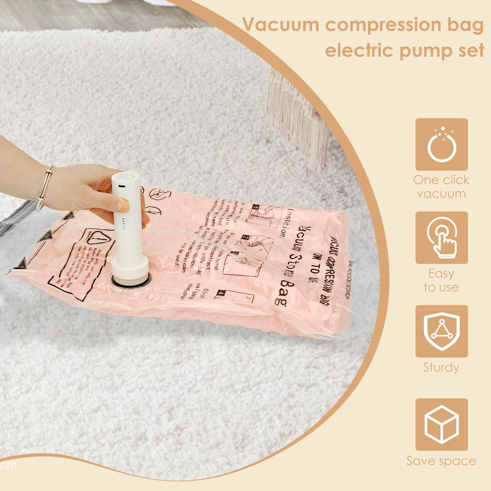 8Pcs Vacuum Storage Bags with USB Electric Pump Rapid Compression Seal Bag Quilts Blankets Clothes Travel Luggage Storage gallery 1