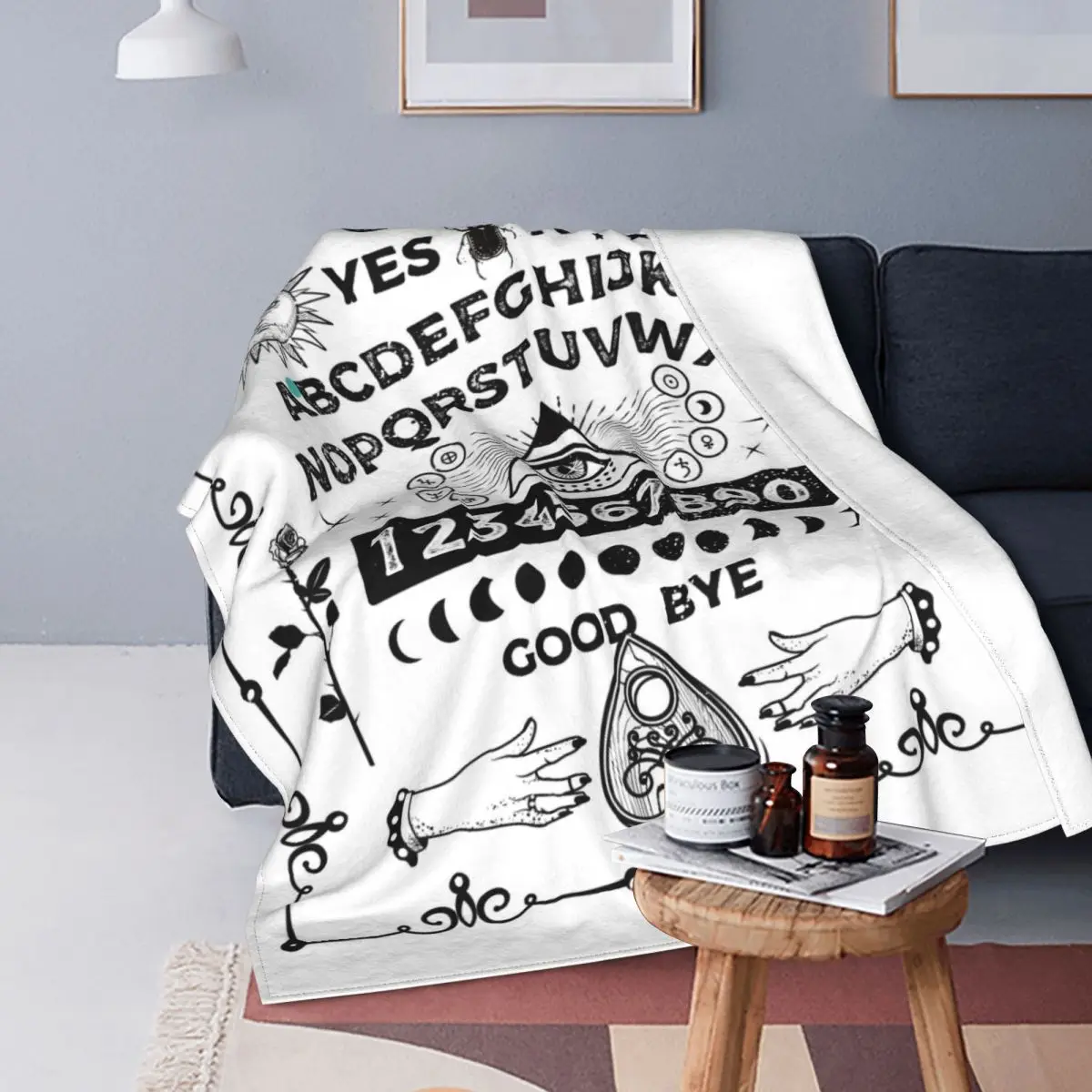 Spirit Ouija Board Occultism Blanket Velvet Summer Mystical Skeleton Demon Eye Warm Throw Blankets for Bedding Car Bedspreads