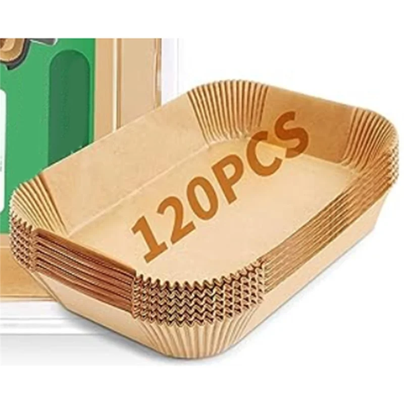 120 hojas de papel para freidora de aire, revestimiento de papel especial, papel absorbente de aceite, almohadilla para horno, papel desechable para cesta de comida, papel marrón