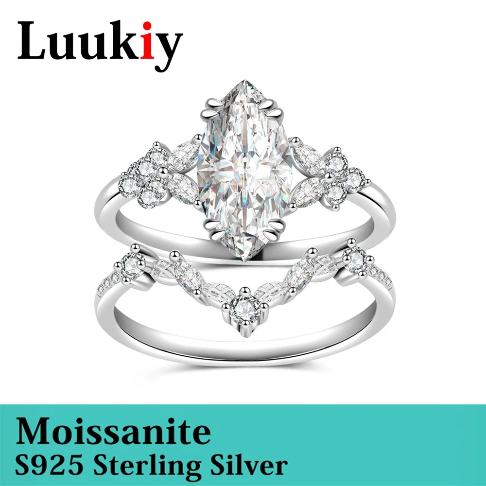S925 Silver Inlaid Moissanite Horse Eye Layered Ring With Niche Design Sparkling Ring Exquisite Luxury And High‑end Feel