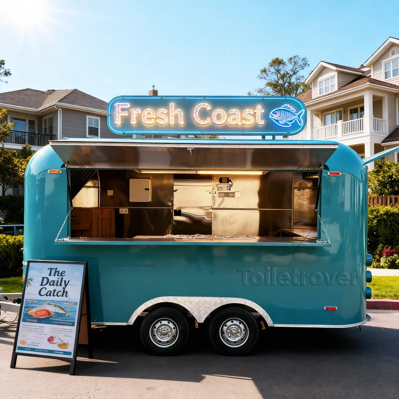 High Quality Fully Equipped Kitchen Trailer Dessert Food Truck Ice Cream Concession Outdoor Mobile Food Trailer for Wedding